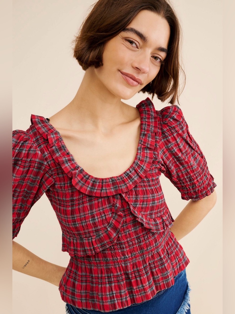 Damson Madder Megan Plaid Top Size US 2